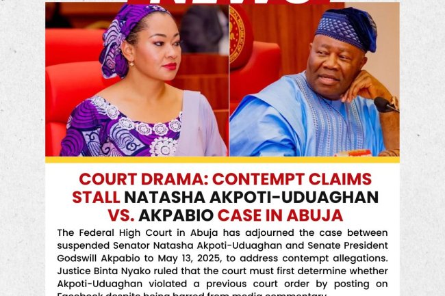 Court Drama: Contempt Claims Stall Natasha Akpoti-Uduaghan vs. Akpabio Case in Abuja