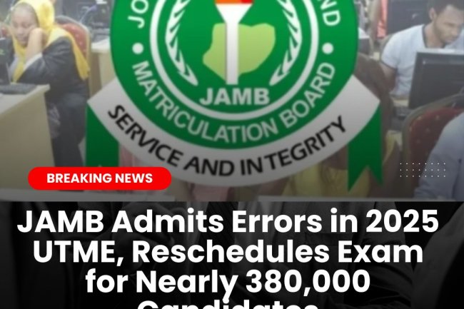 JAMB Admits Errors in 2025 UTME, Reschedules Exam for Nearly 380,000 Candidates