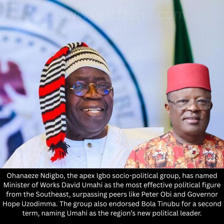 Ohanaeze Declares David Umahi Most Outstanding Southeast Leader, Backs Tinubu for Second Term