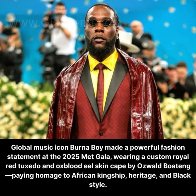 Burna Boy Stuns in Symbolic Ozwald Boateng Look at 2025 Met Gala