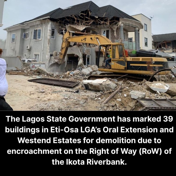 Lagos Govt Marks 39 Buildings for Demolition Over Ikota River Encroachment