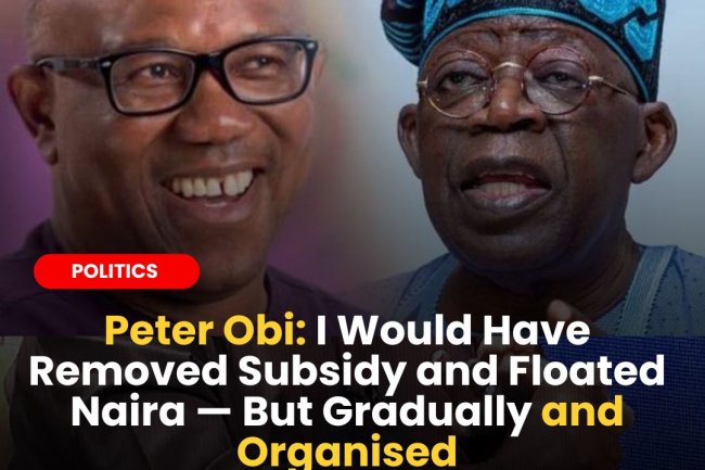 Peter Obi: I Would Have Removed Subsidy and Floated Naira — But Gradually and Organised